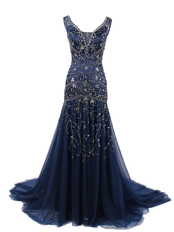 navy blue dress with silver