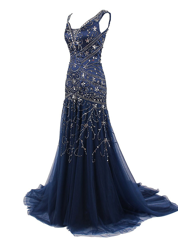 navy blue silver dress