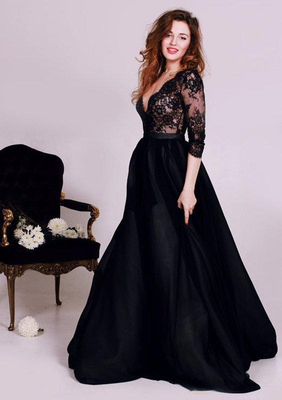 black lace formal top